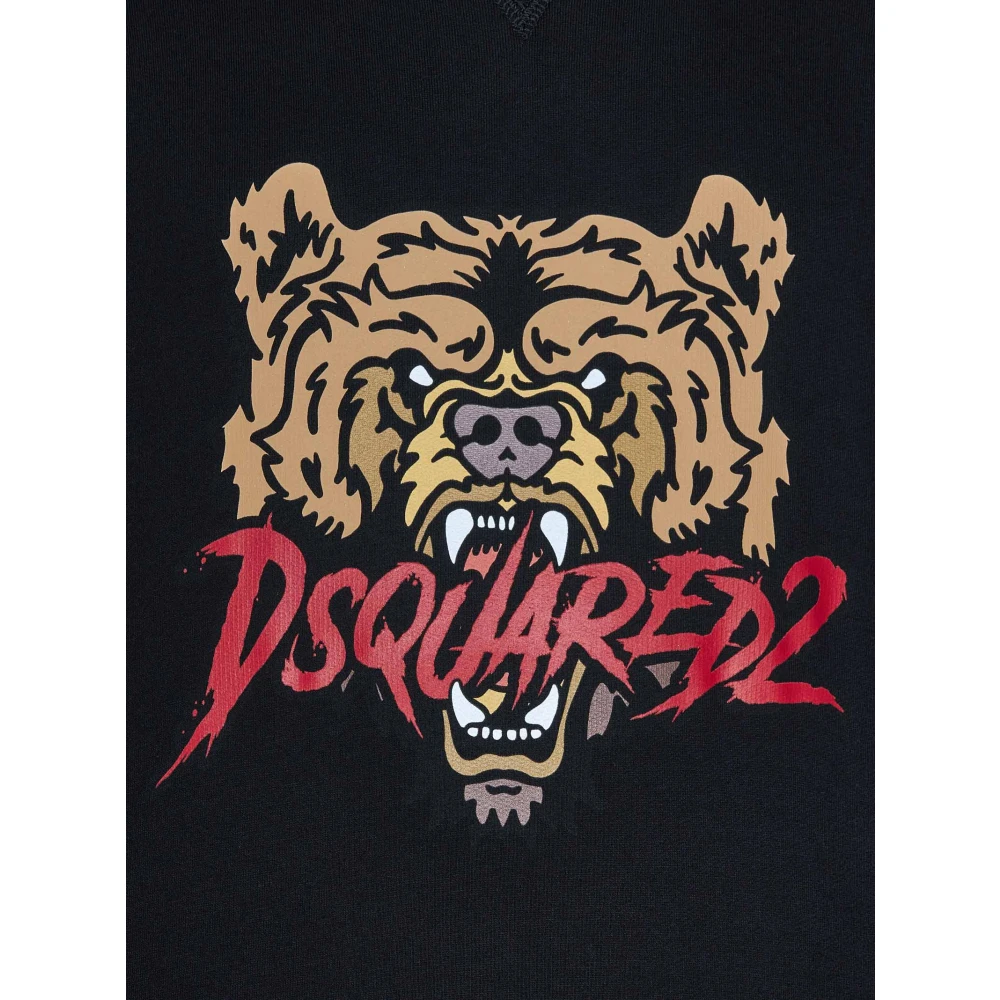 Dsquared2 Zwarte Katoenen Hoodie met Logo Print Black Heren