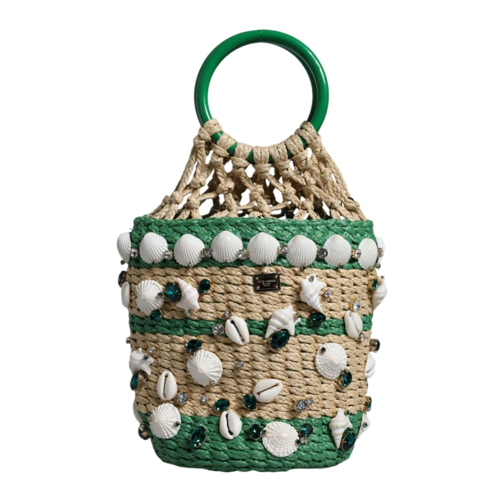 Dolce & Gabbana Kristalversierde emmerzak beige groen Multicolor Dames