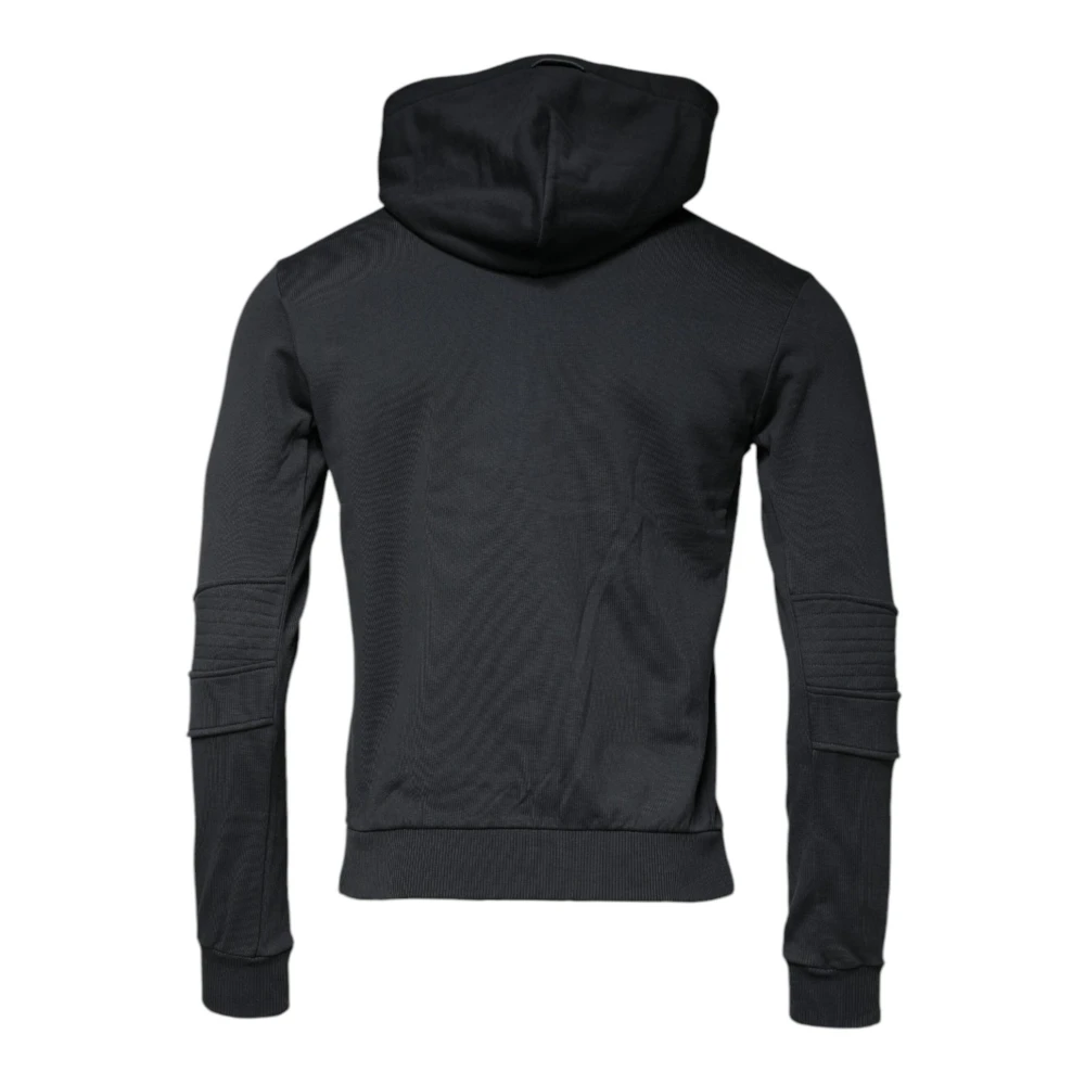 Dolce & Gabbana Zwarte Katoenen Rits Hoodie Black Heren