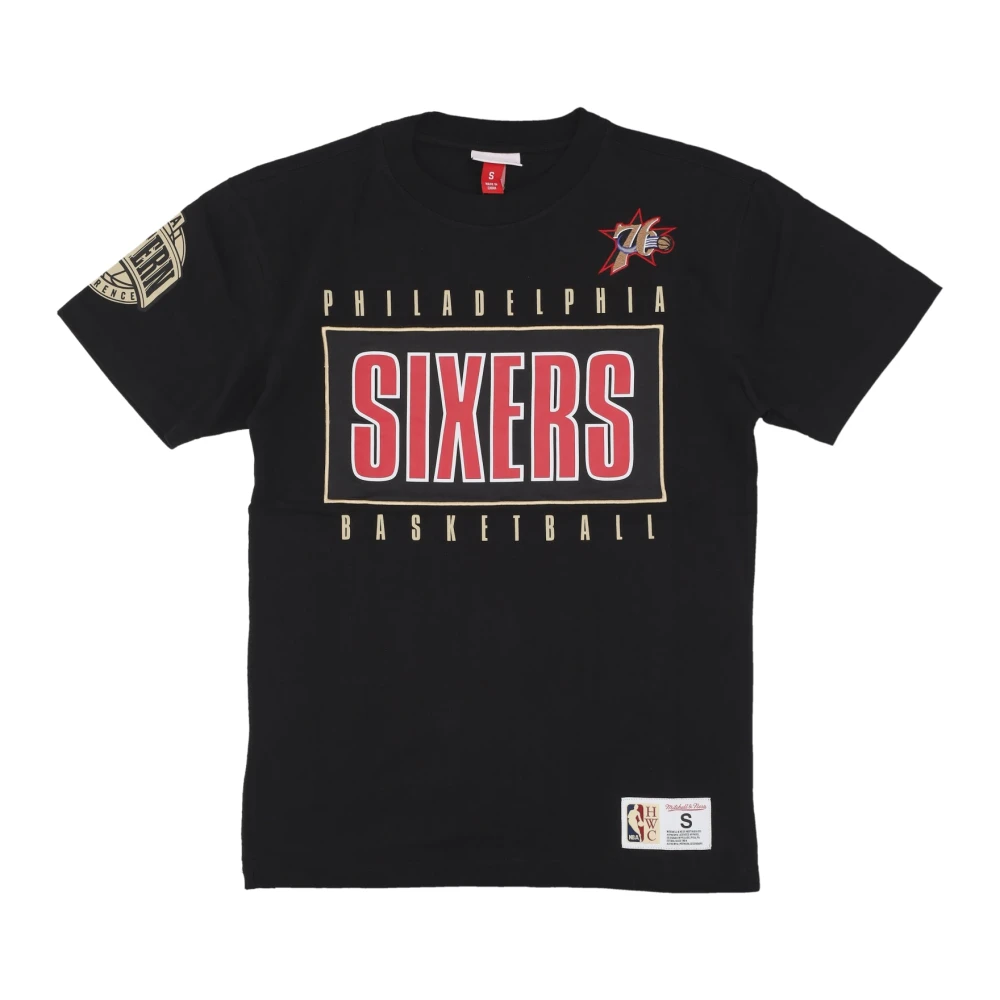 Mitchell & Ness Philadelphia 76ers Vintage Logo Tee Black Heren