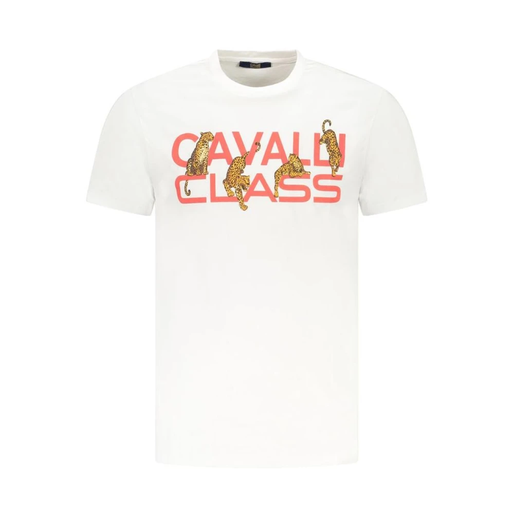 Cavalli Class Men's White Leopard Tee For