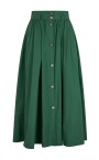 green-flared-midi-skirt-stylish-buttons