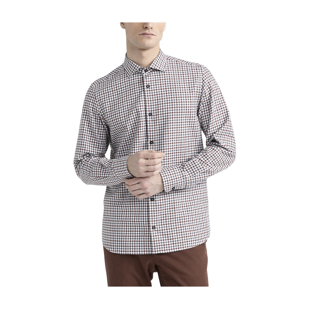 PESERICO Micro check katoenen overhemd Multicolor Heren