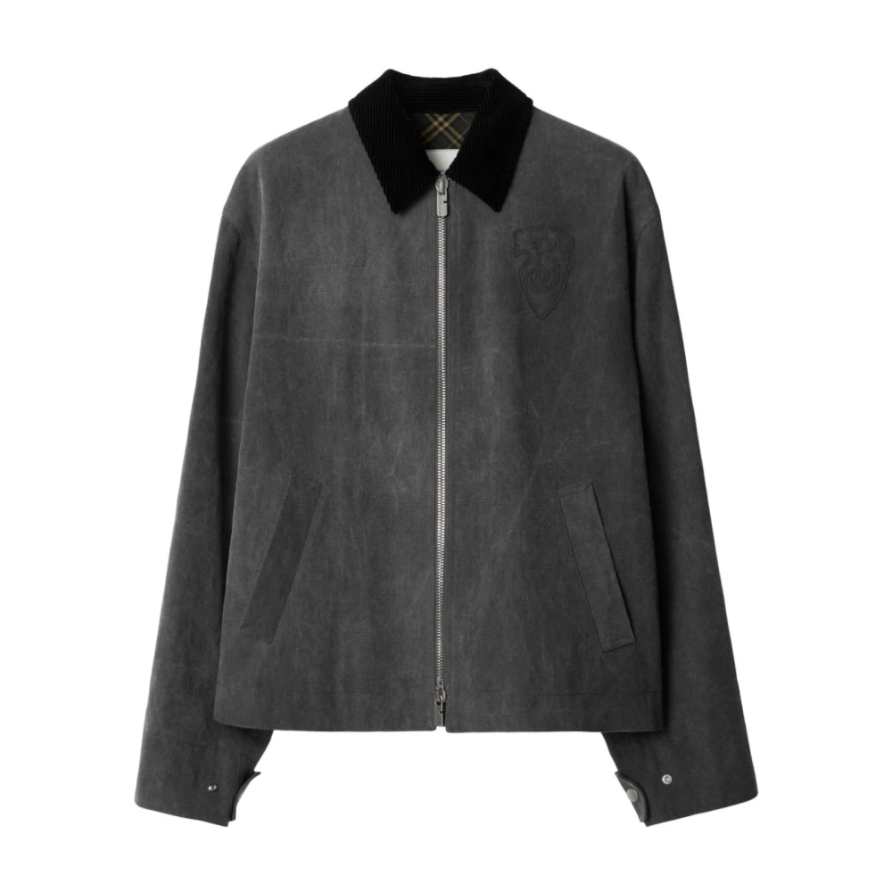 Burberry Zwarte Katoenen Canvas Jas Black Heren
