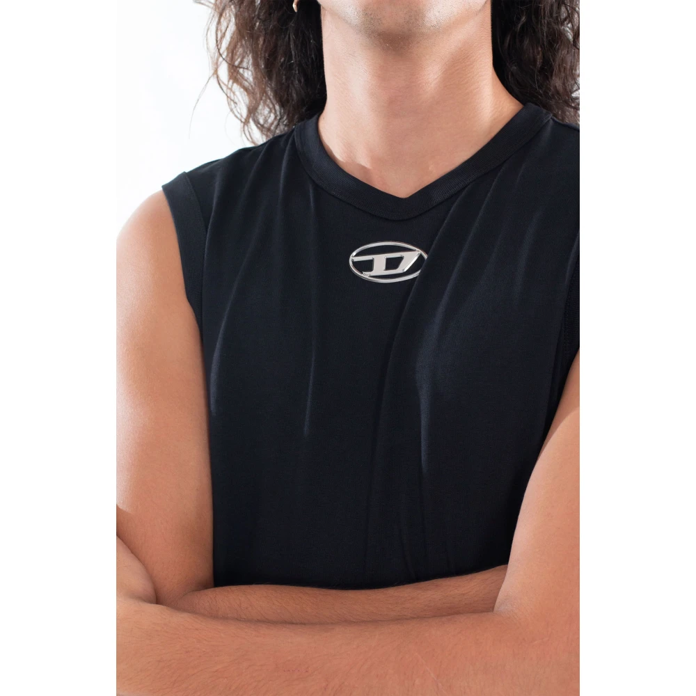 Diesel Oval D Tank Top Black Heren