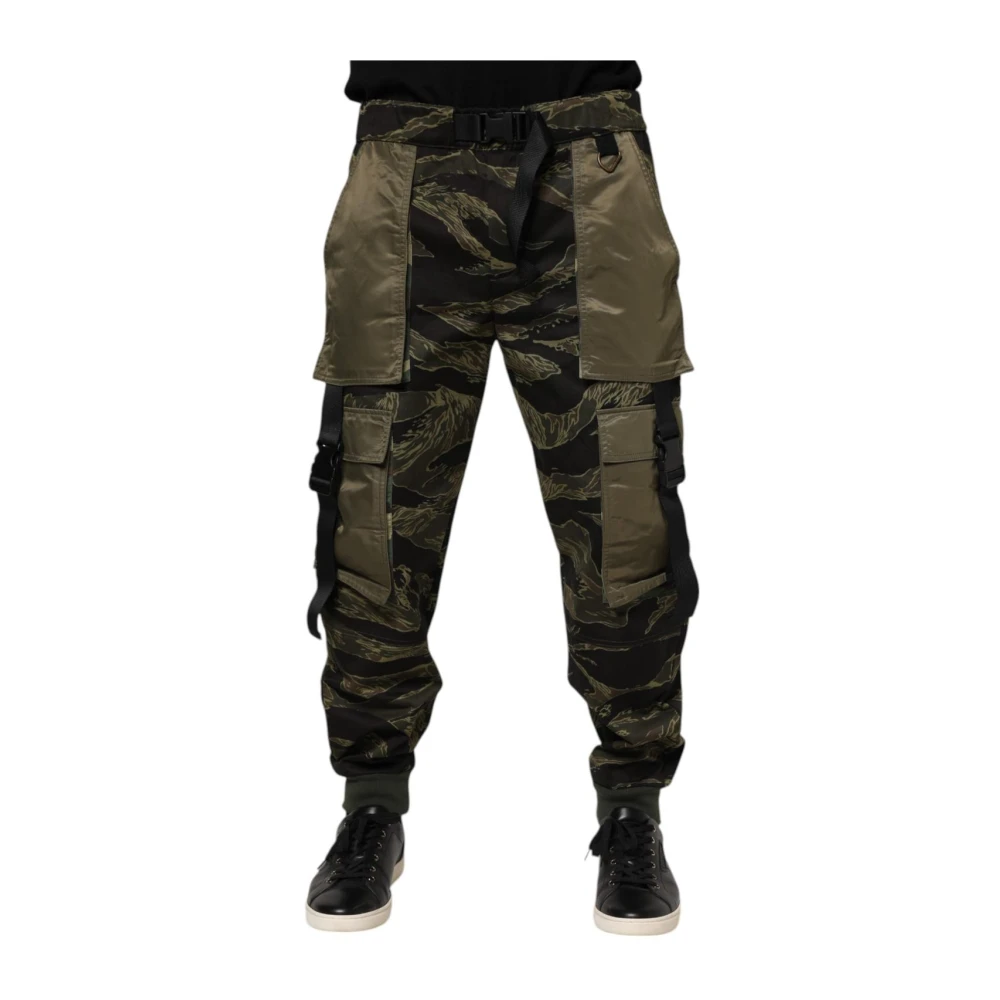 Dolce & Gabbana Men's Camouflage Cargo Pants With Zipper Closure