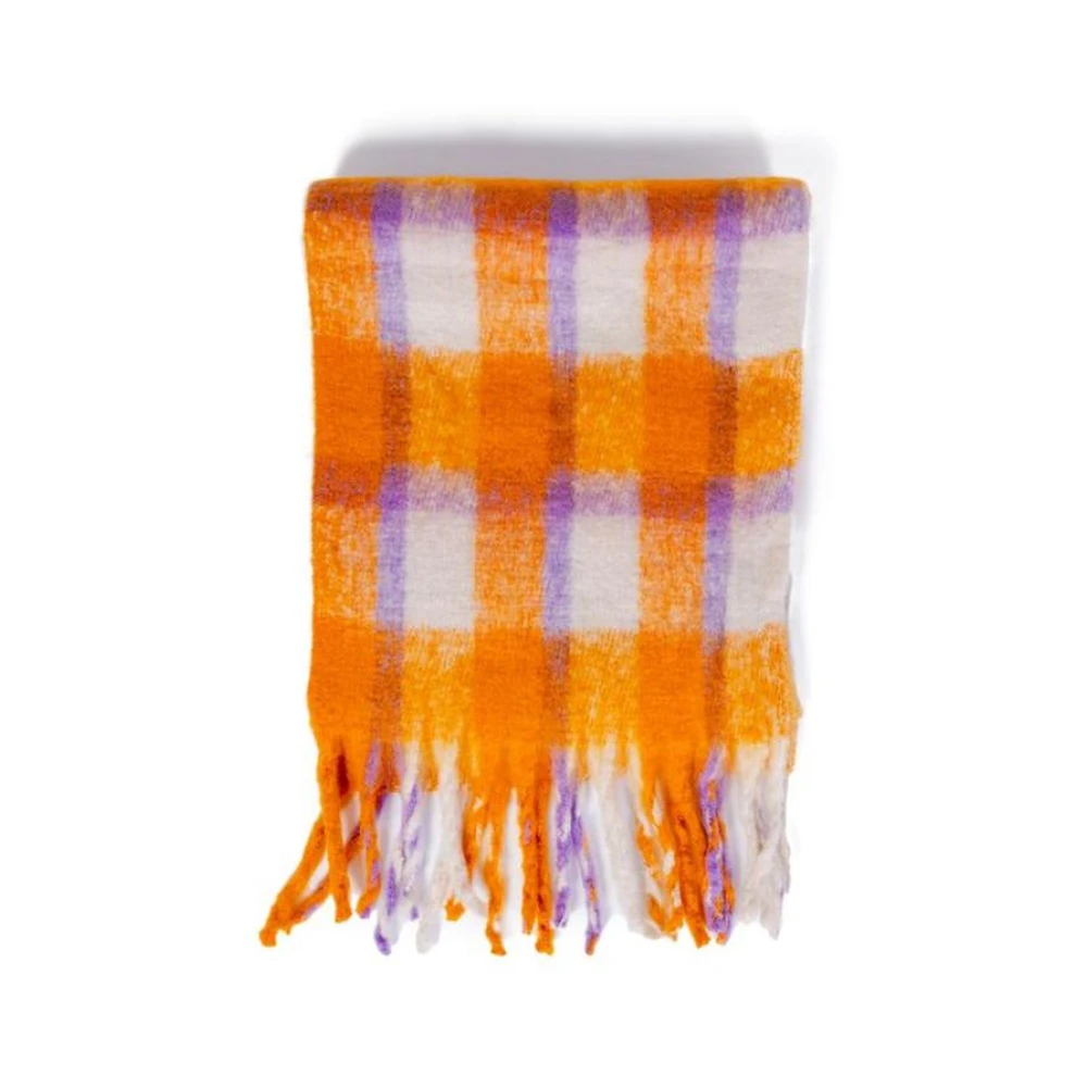 Only Women's Orange Scarves, One Size, Gingham Check Scarf