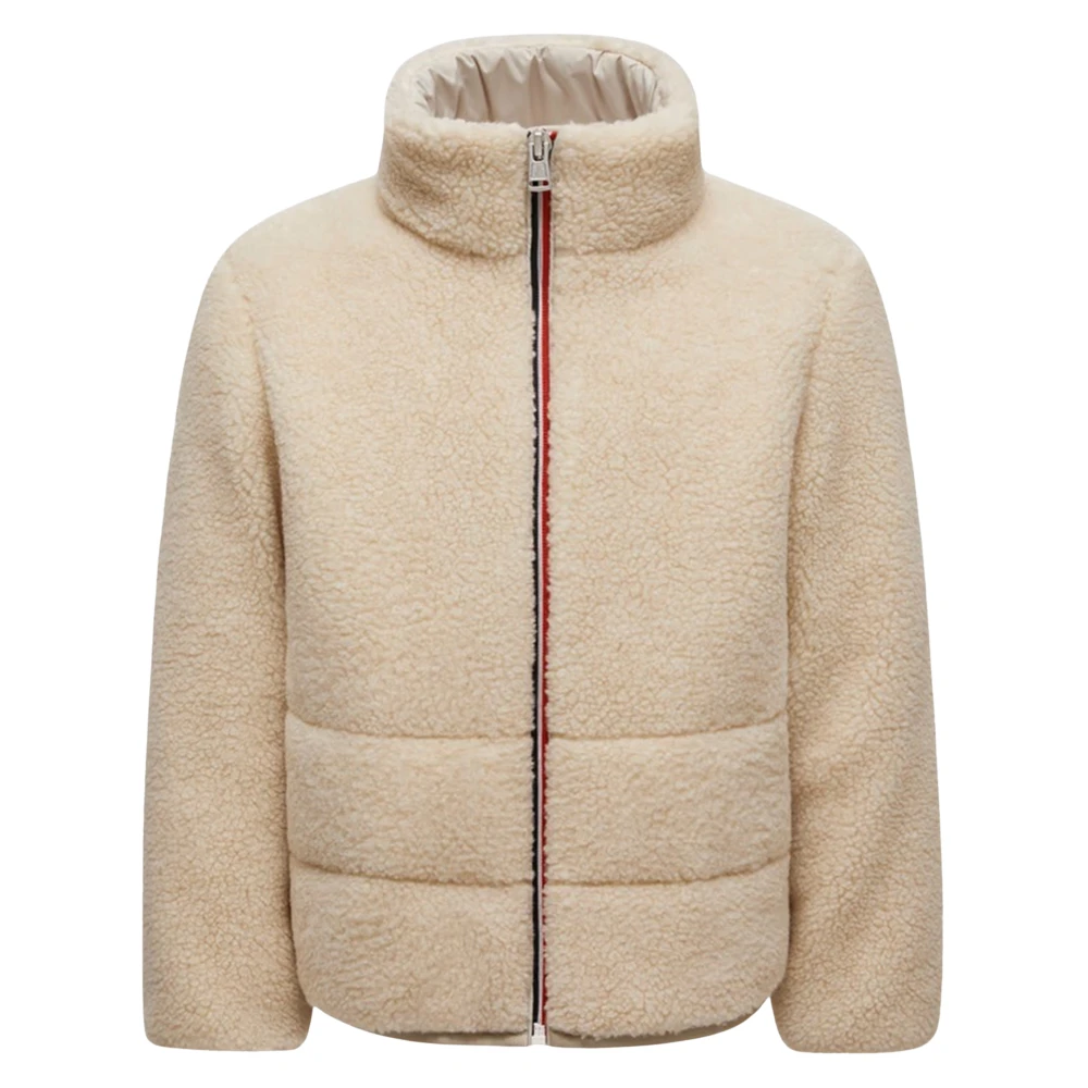 Moncler Boys Beige Fleece Jackets, 4 Y, Teddy Fleece Casan Jacket In Ivory