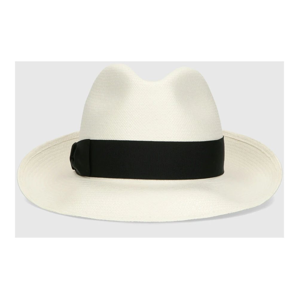 Borsalino Moderne Panama Hoed met Brede Rand White Dames