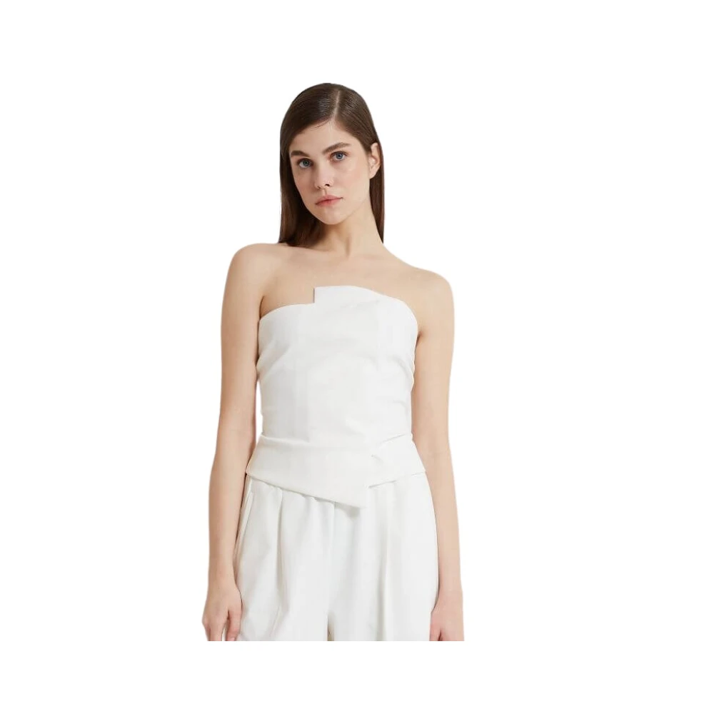 ViCOLO Witte Strapless Top Ritssluiting White Dames