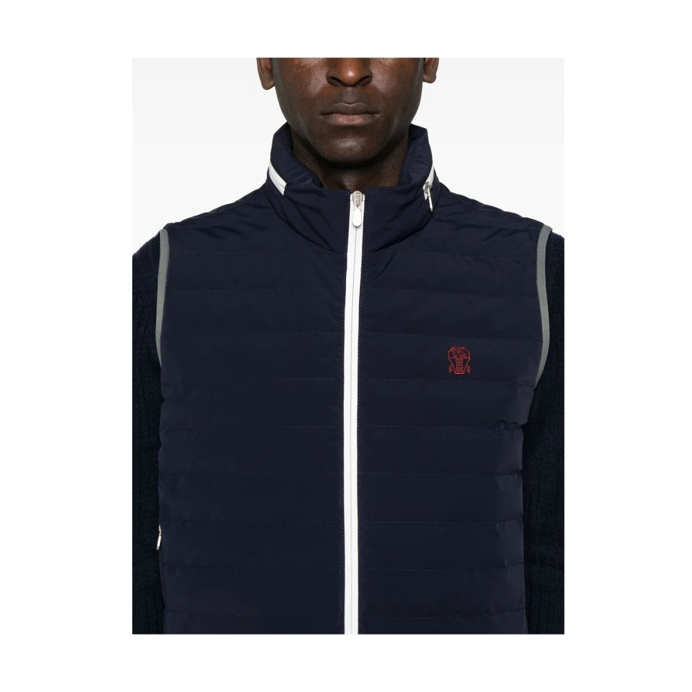 BRUNELLO CUCINELLI Navy Blauw Mouwloos Rits Vest Blue Heren