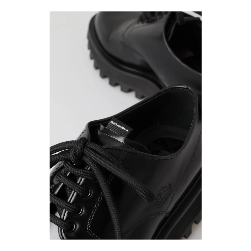 Dolce & Gabbana Zwarte Patent Leren Derby Schoenen Black Heren