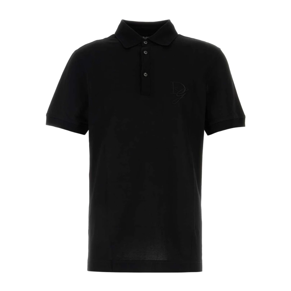 Dolce & Gabbana Zwarte Piquet Polo Shirt Black Heren