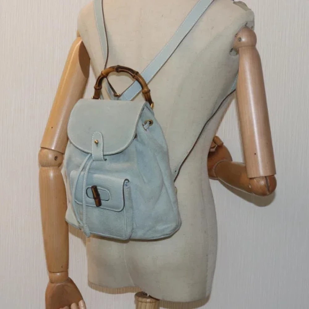 Gucci Vintage Pre-owned Suede backpacks Blue Dames