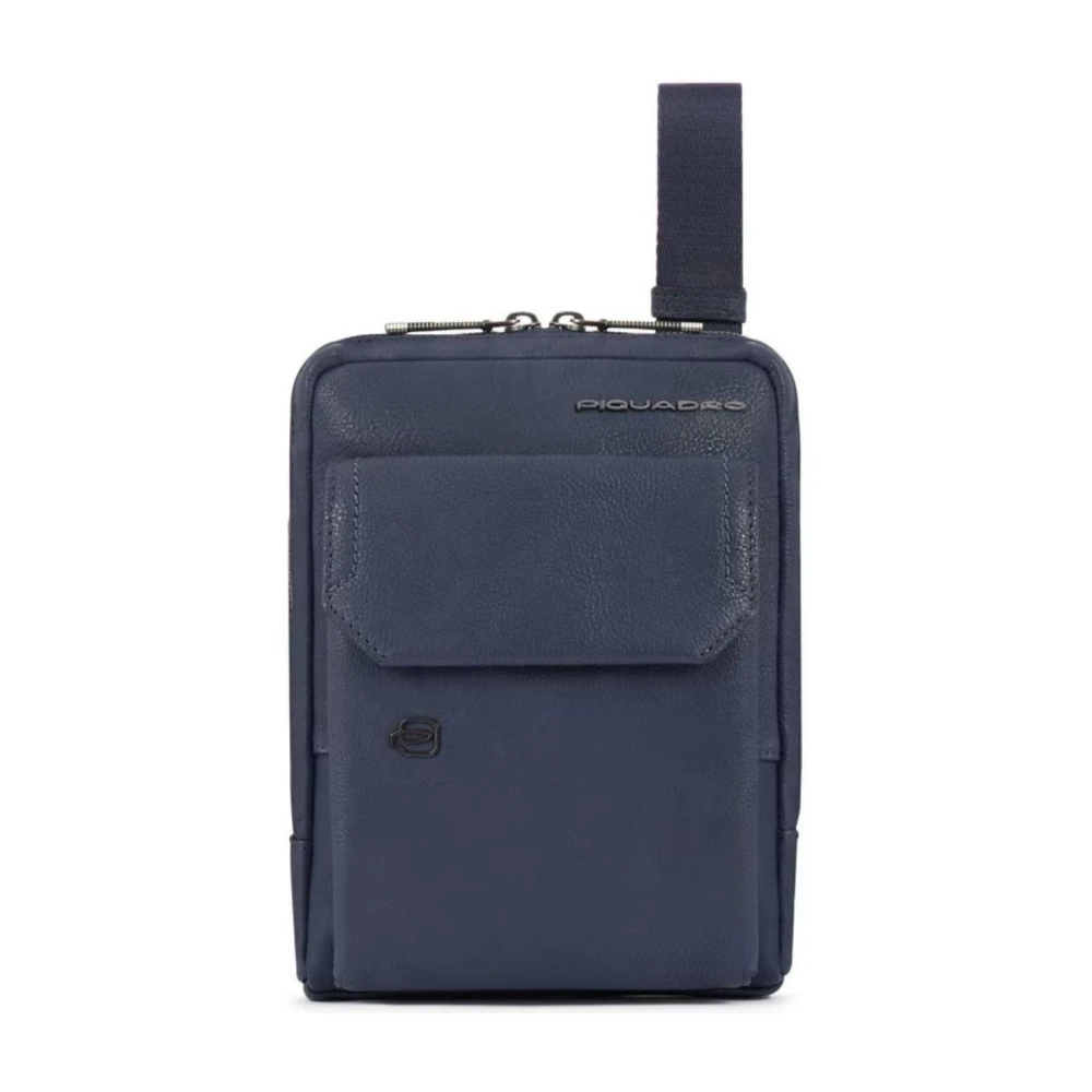 Piquadro Men's Blue Leather Ipad Mini Crossbody Bag