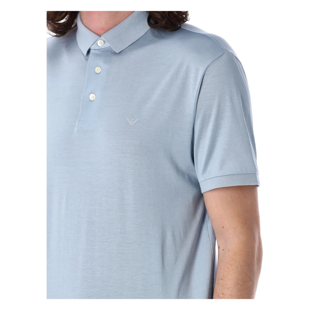 Emporio Armani Monochromatische Eagle Jersey Polo Shirt Blue Heren