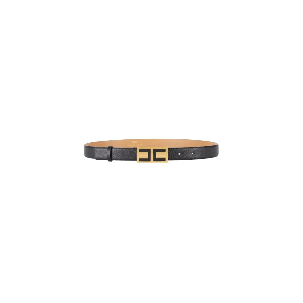 Elisabetta Franchi Leren Riem Black Dames