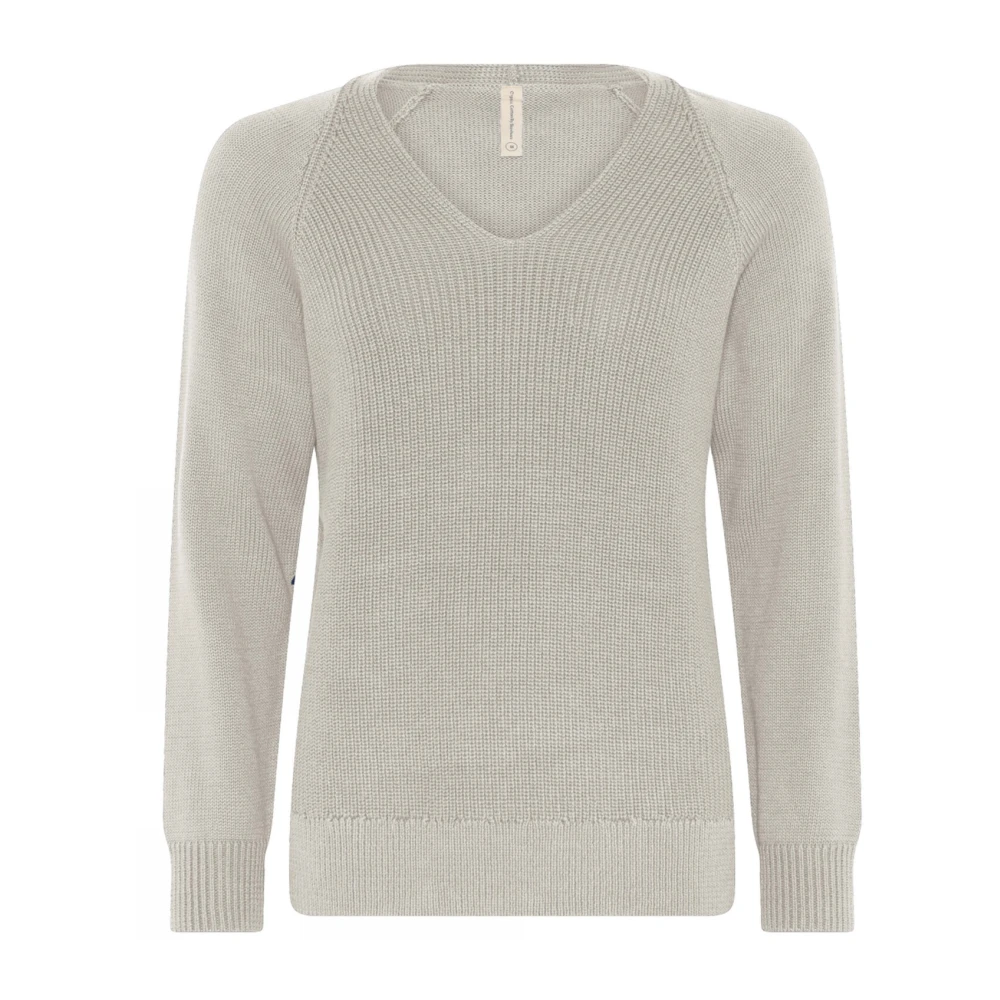 Skovhuus V-ringad Casual Pullover Blus Melange Gray, Dam