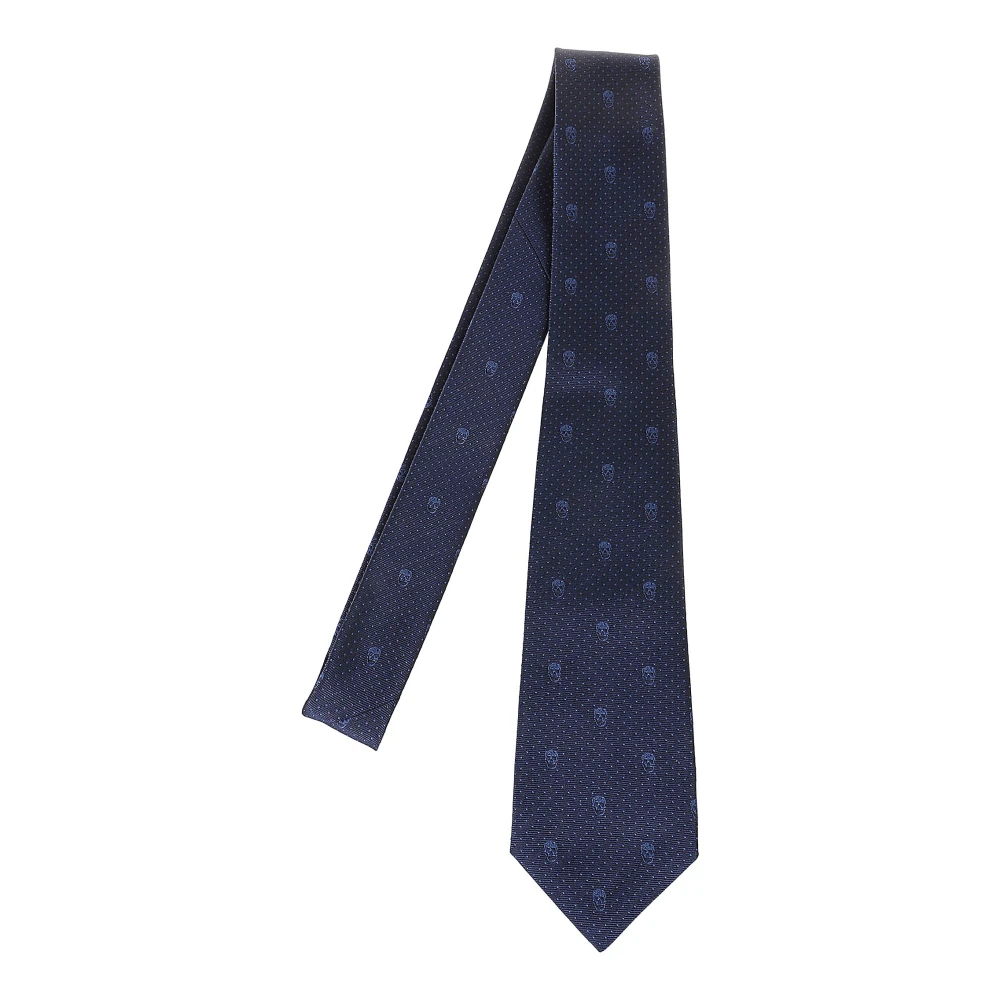 Alexander mcqueen Stropdas met schedel en polka dots in marine indigo Blue Heren