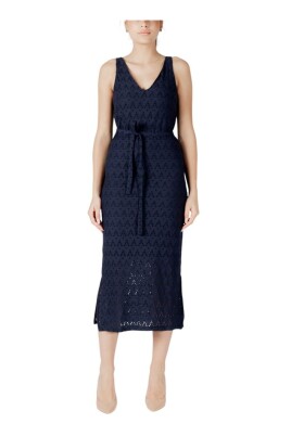 robe-midi-en-polyester-bleu