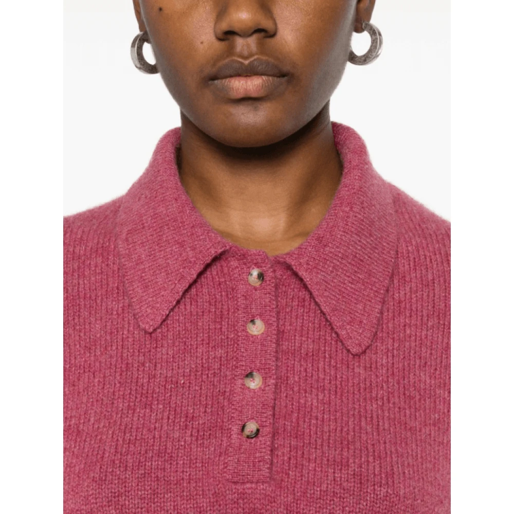 Khaite Geribbelde Polokraag Trui Pink Dames