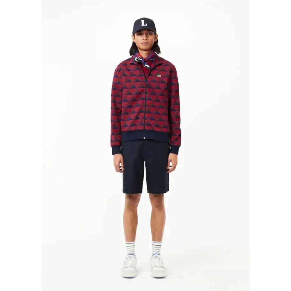 Lacoste Paris Jacquard Monogram Sweatshirt Red Heren