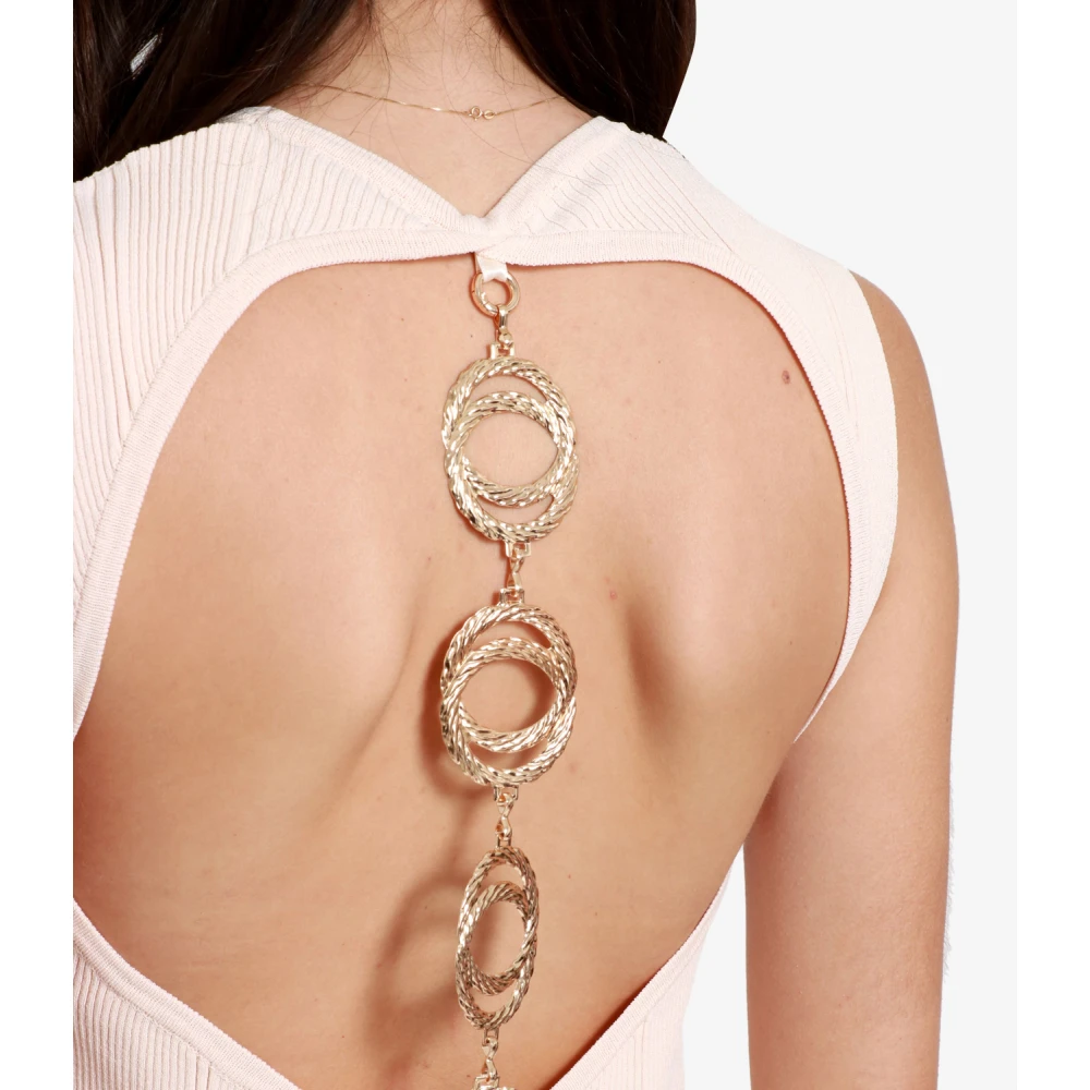 Simona Corsellini Mouwloze katoenen top met gouden haken Beige Dames