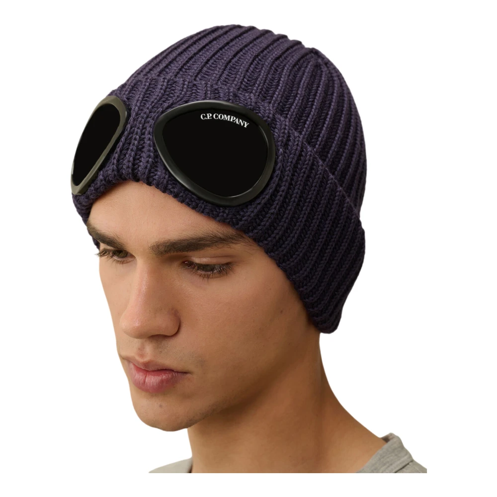 C.P. Company Merino Beanie met Goggle zwart Black Heren