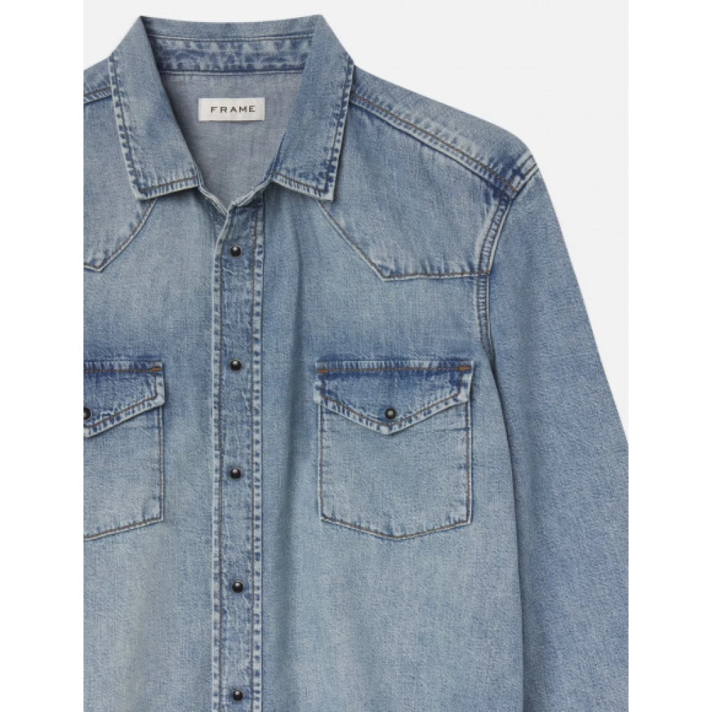Frame Denim Western Shirt Blue Heren