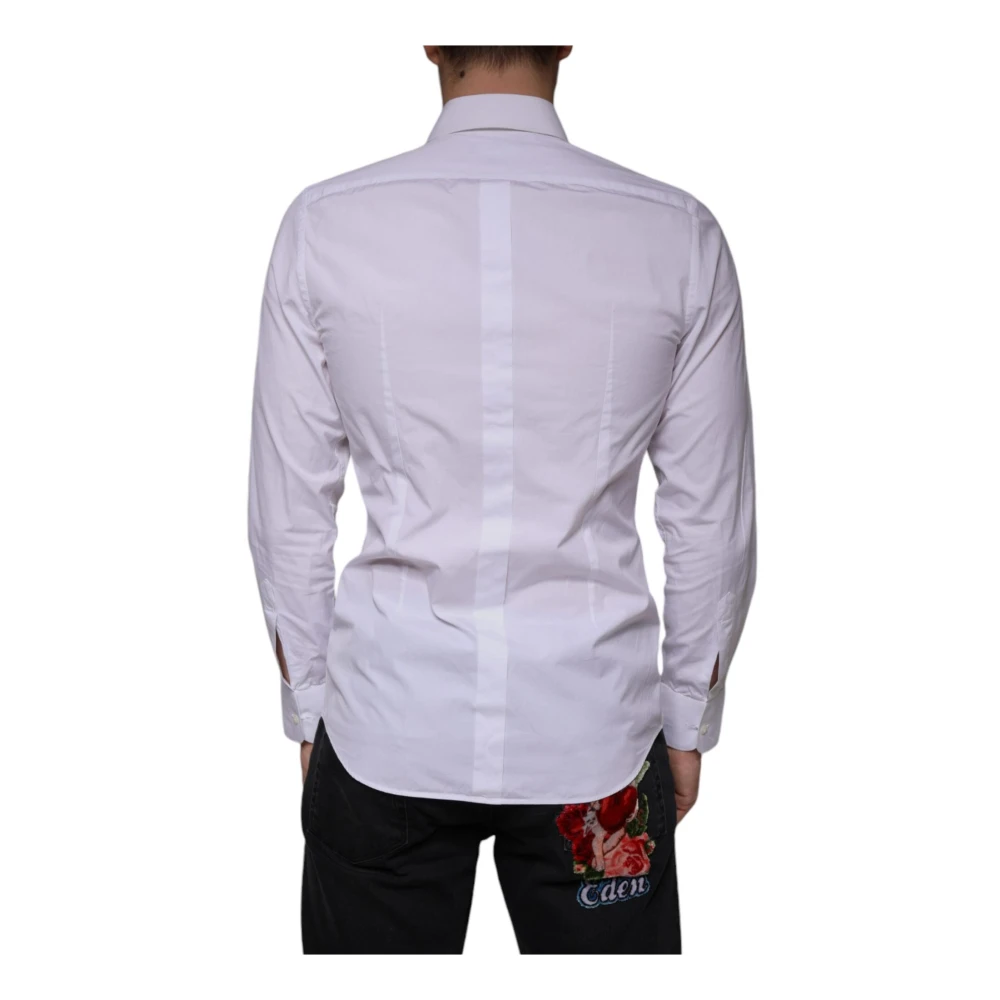 Dolce & Gabbana Witte Katoenen Poplin Formeel Overhemd White Heren