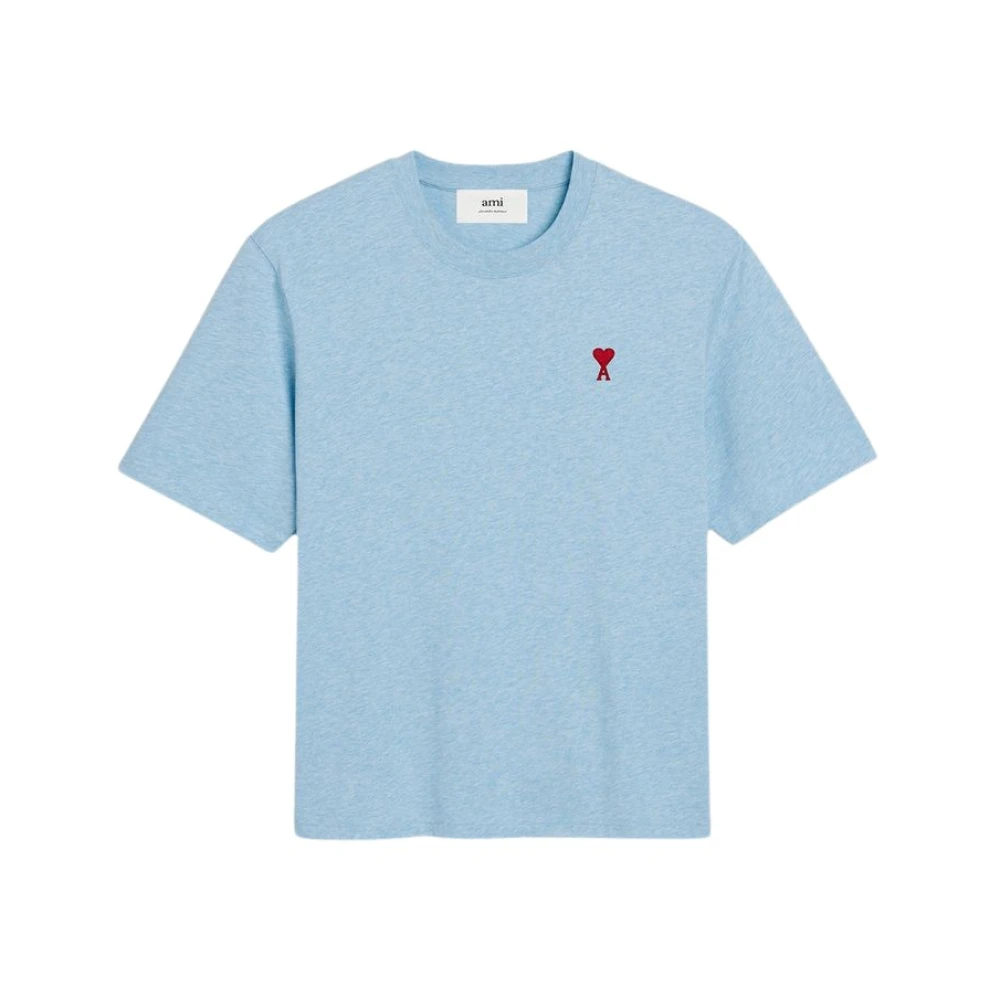 Ami Paris Biologisch katoenen T-shirt met borduursel Blue Unisex