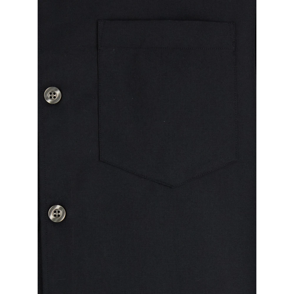 Plain Units Klassiek Zwart Wolblend Overhemd Black Heren
