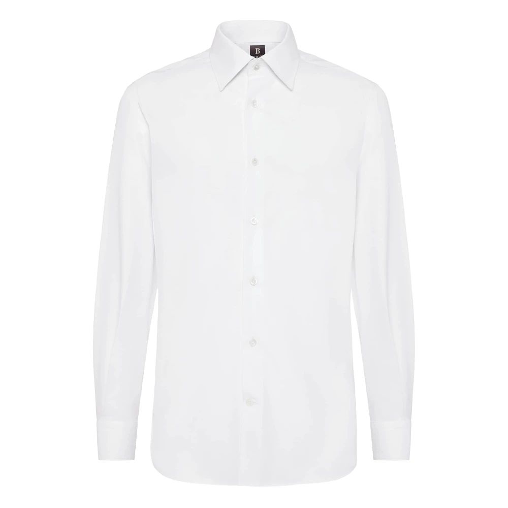 Boggi Milano Regular Fit Katoenen Twill Overhemd White Heren