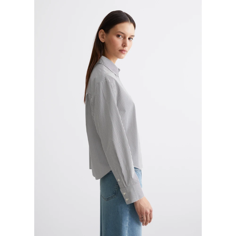 Marc O'Polo Geknipte gestreepte blouse Black Dames