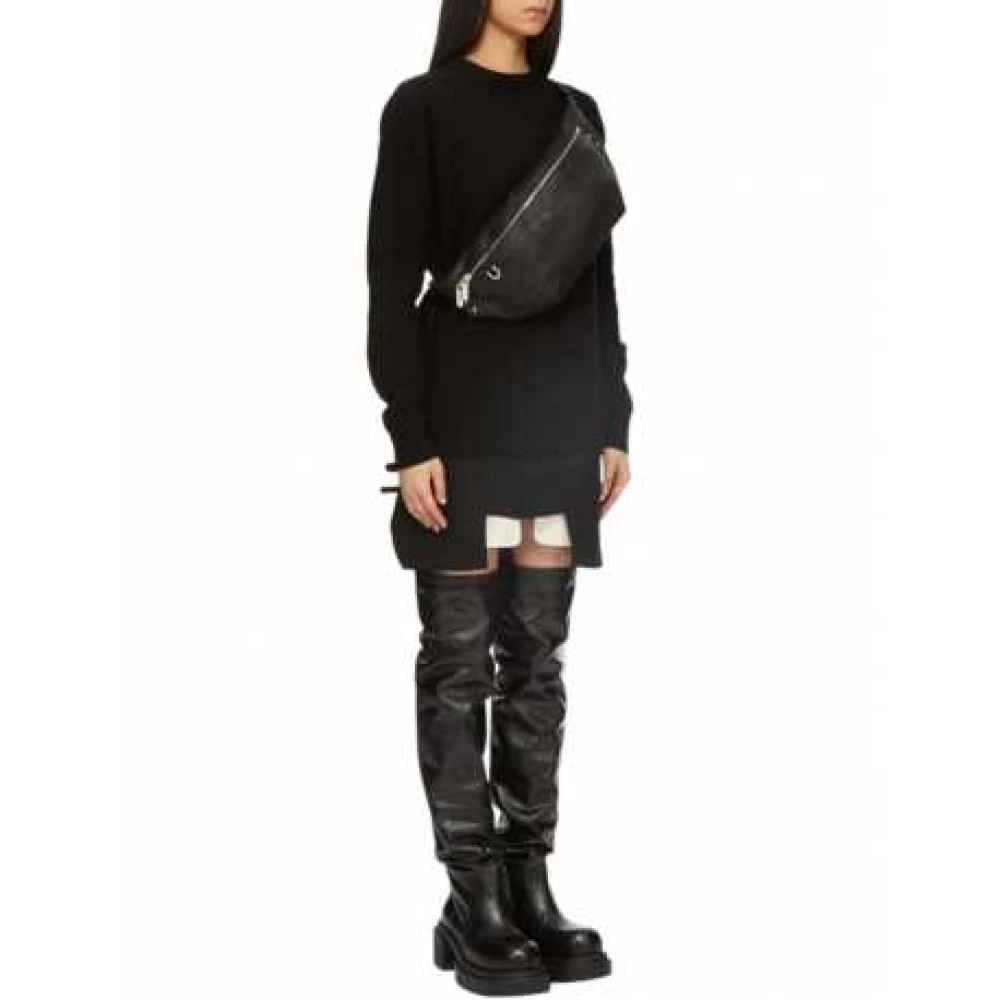 Rick Owens Zwarte leren heuptas van met zakken met ritssluiting Black Unisex