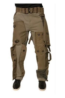 Vintage Patchwork Cargo-byxor med applikationer