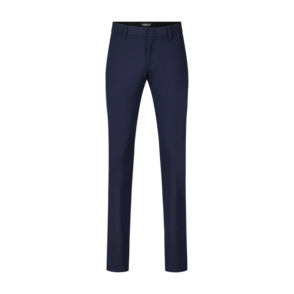 Dondup Men's Blue Slim Fit Classic Trousers With Elegant Details