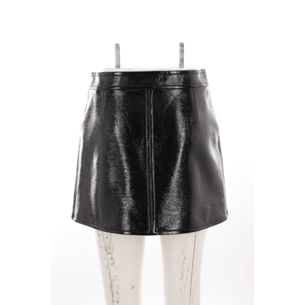 Courrèges Zwarte Vinyl Minirok Geborduurd Logo Black Dames