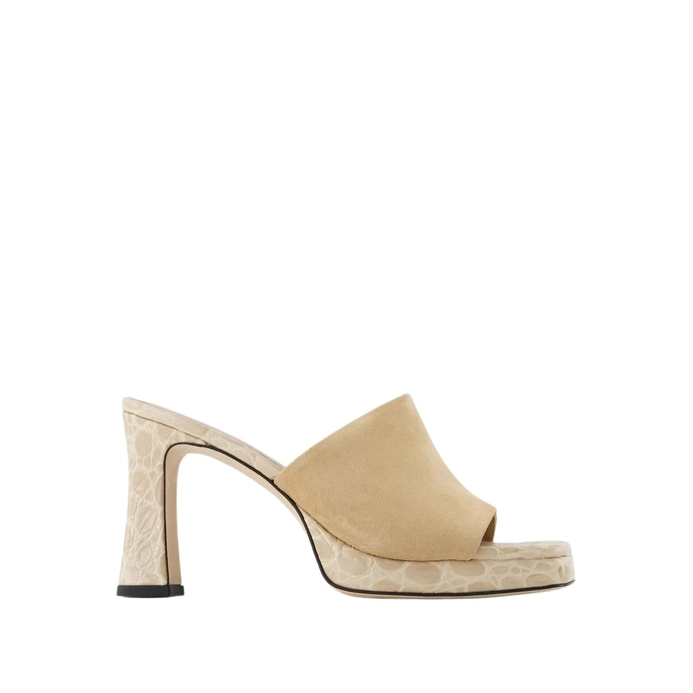 By Far Women's Beige Embossed Leather/Suede Sandals