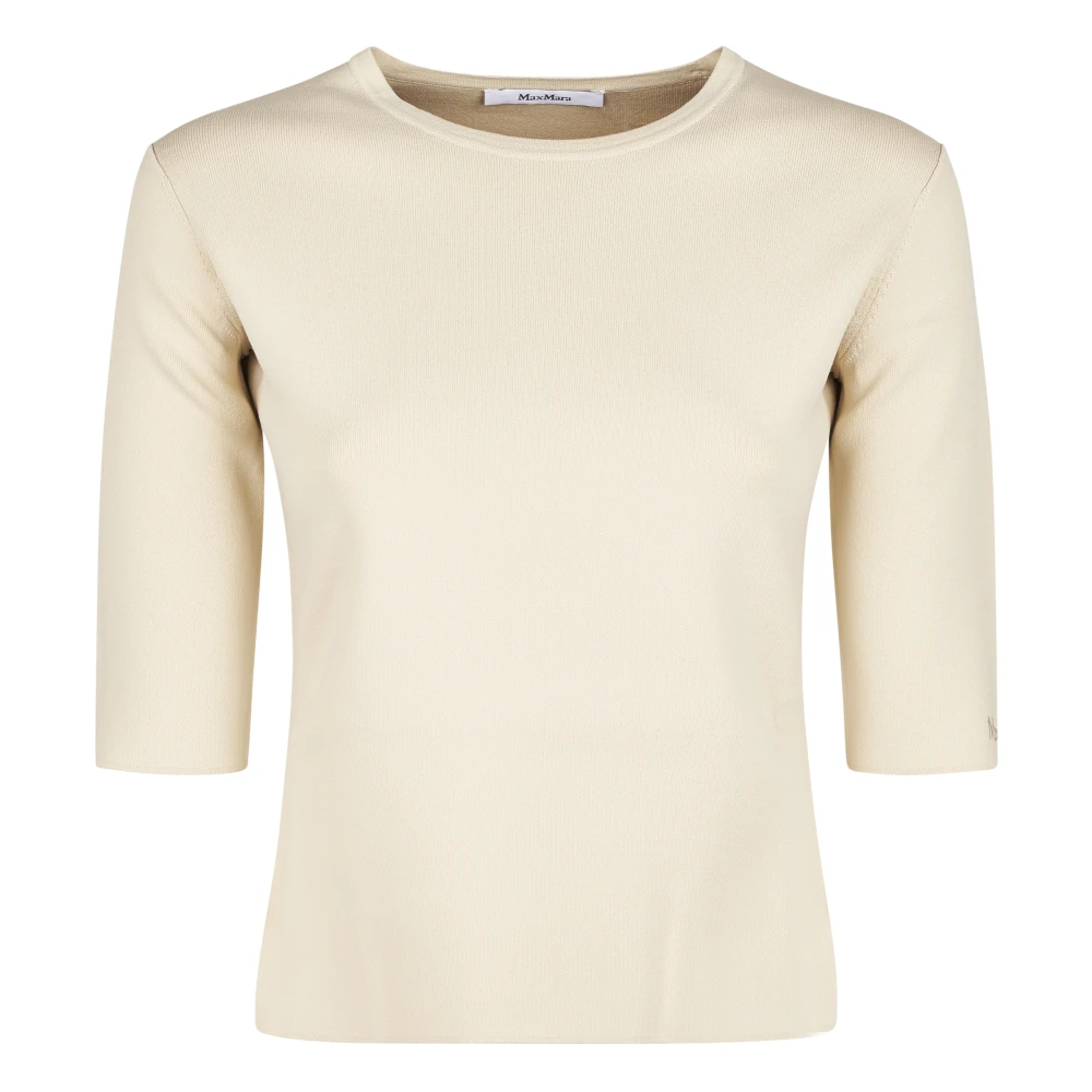 Max Mara Women's Beige Maglia-Canottiera-Top - Round-Neck Knitwear - L - Knitwear