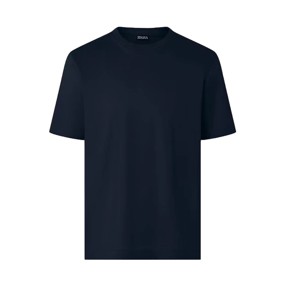 Zegna Men's Blue T-Shirts, L, Crew-Neck Short Sleeve T-Shirt