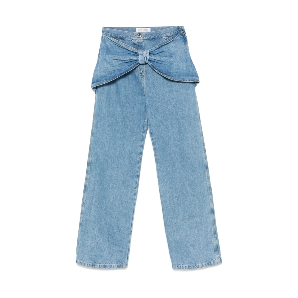Mach & Mach Blauwe Straight Leg Jeans met Rits Blue Dames