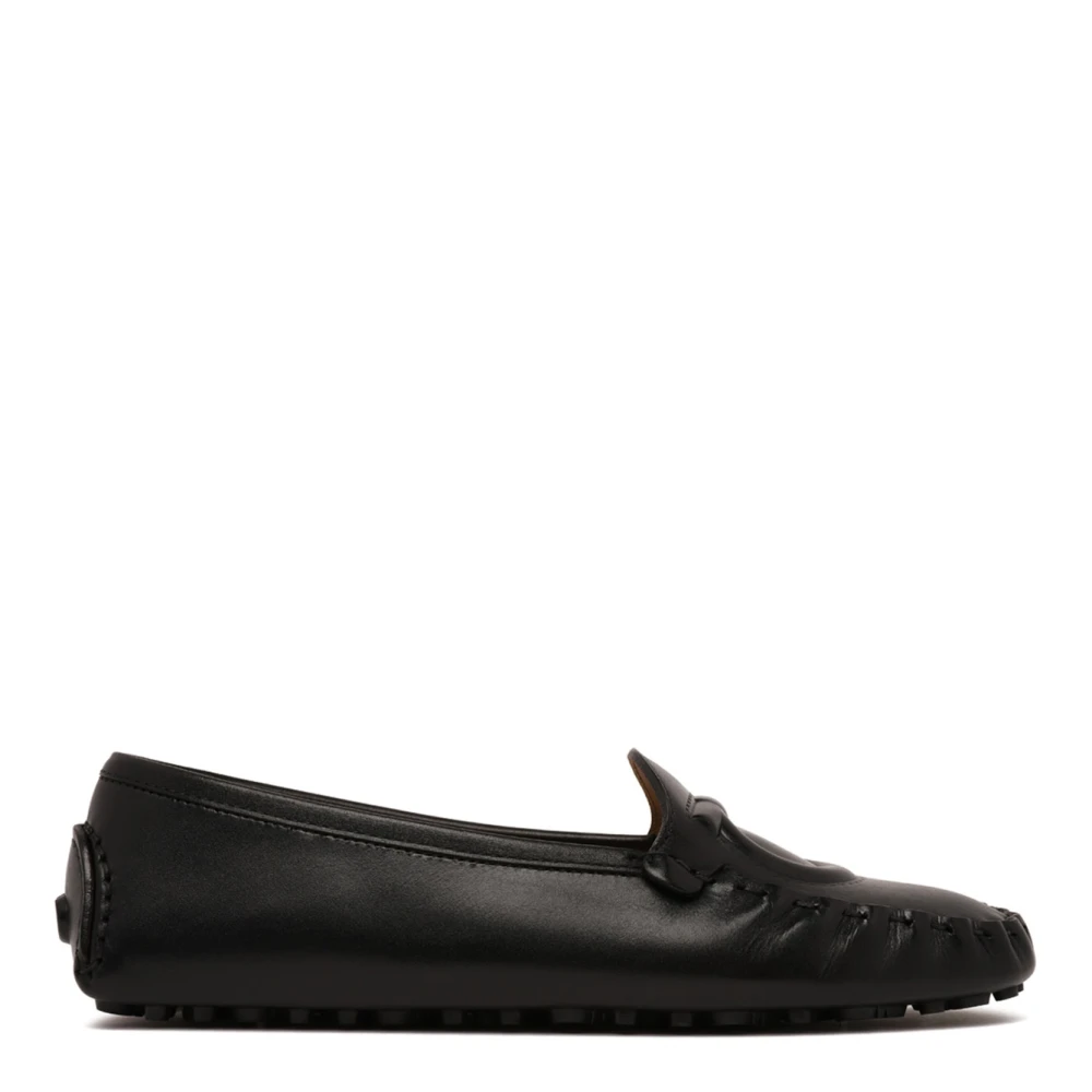 Ferragamo Women's Black Leather Driving Loafers - Loafers - 6 1/2 Uk - Shoes