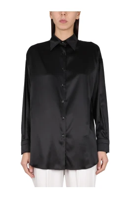 Stretch Silk Satin Relaxed Fit Shirt