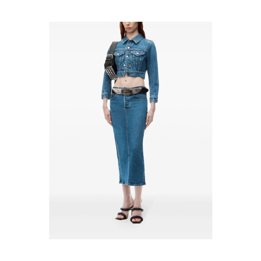 alexander wang Blauwe Denim Rok met Logopatch Blue Dames