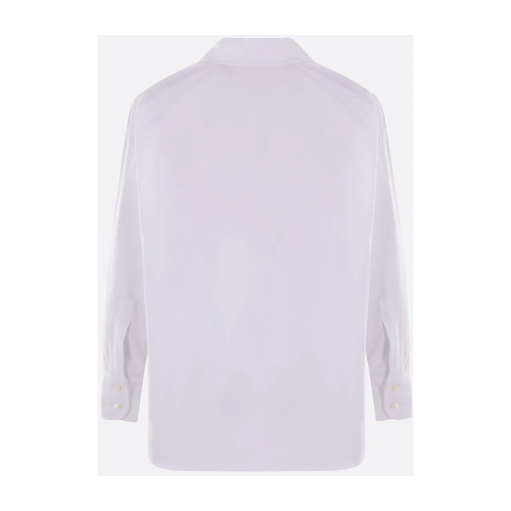 Alberto Biani Witte Katoenen V-Hals Shirt White Dames