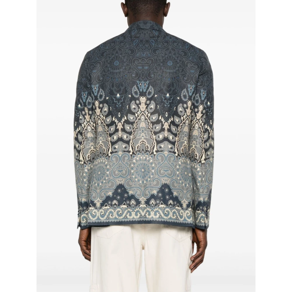 ETRO Rode Linnen Katoenen Jas met Medaillon en Paisley Print Multicolor Heren