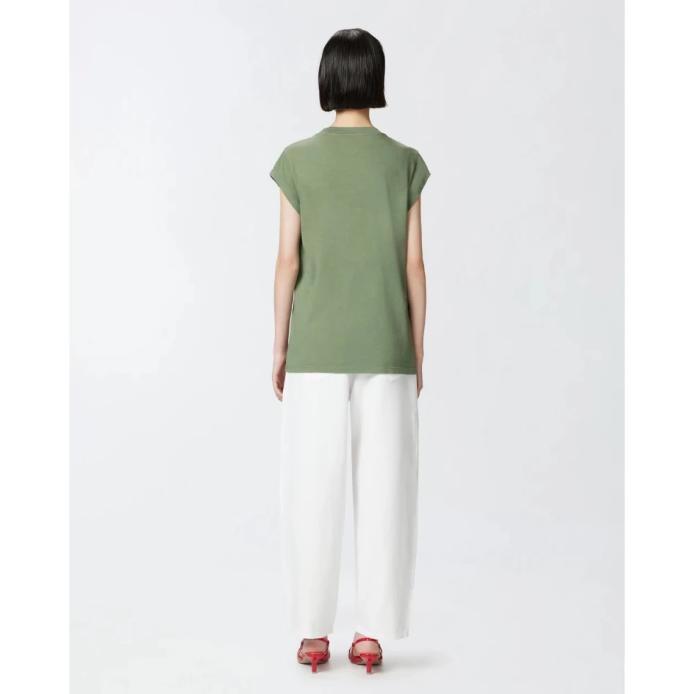 pinko Katoenen Jersey T-shirt met Lover Print Green Dames