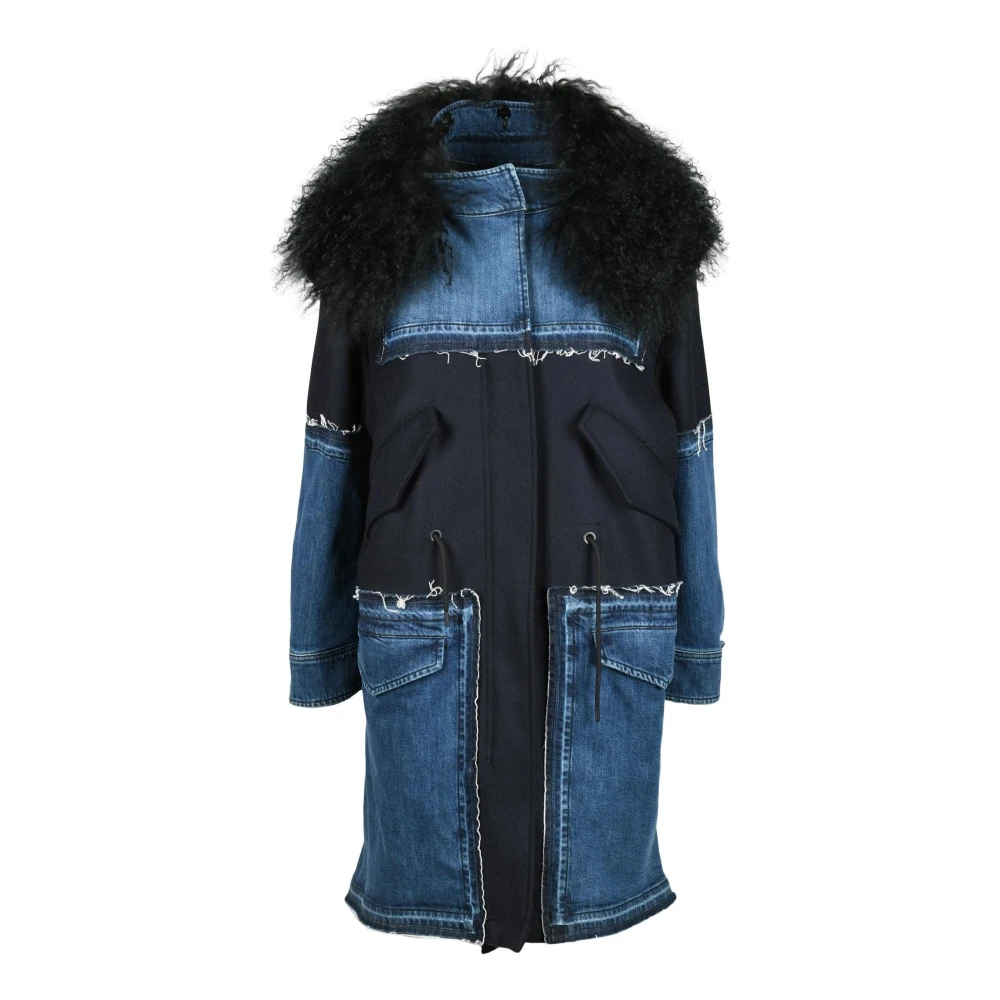 Dondup Wol Kasjmier Parka Blue Dames