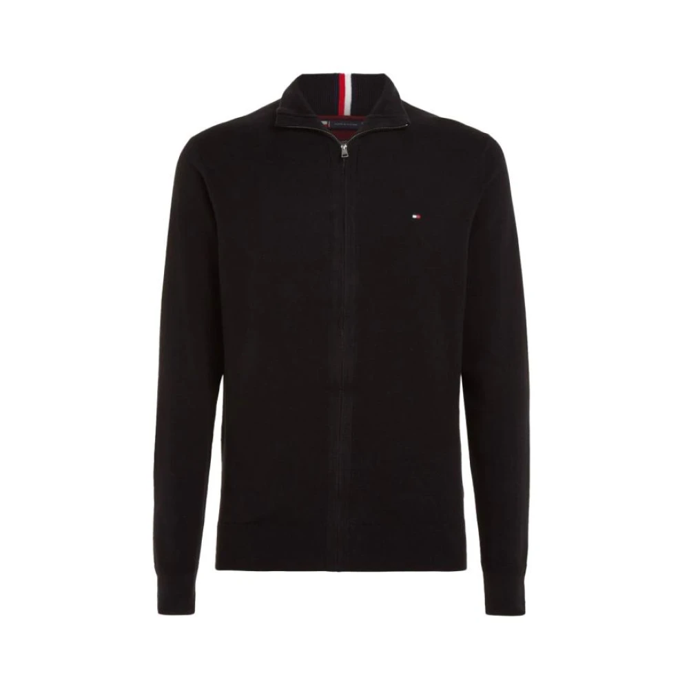 Tommy Hilfiger Pima Organisch Katoen Kasjmier Rits Thru Black Heren
